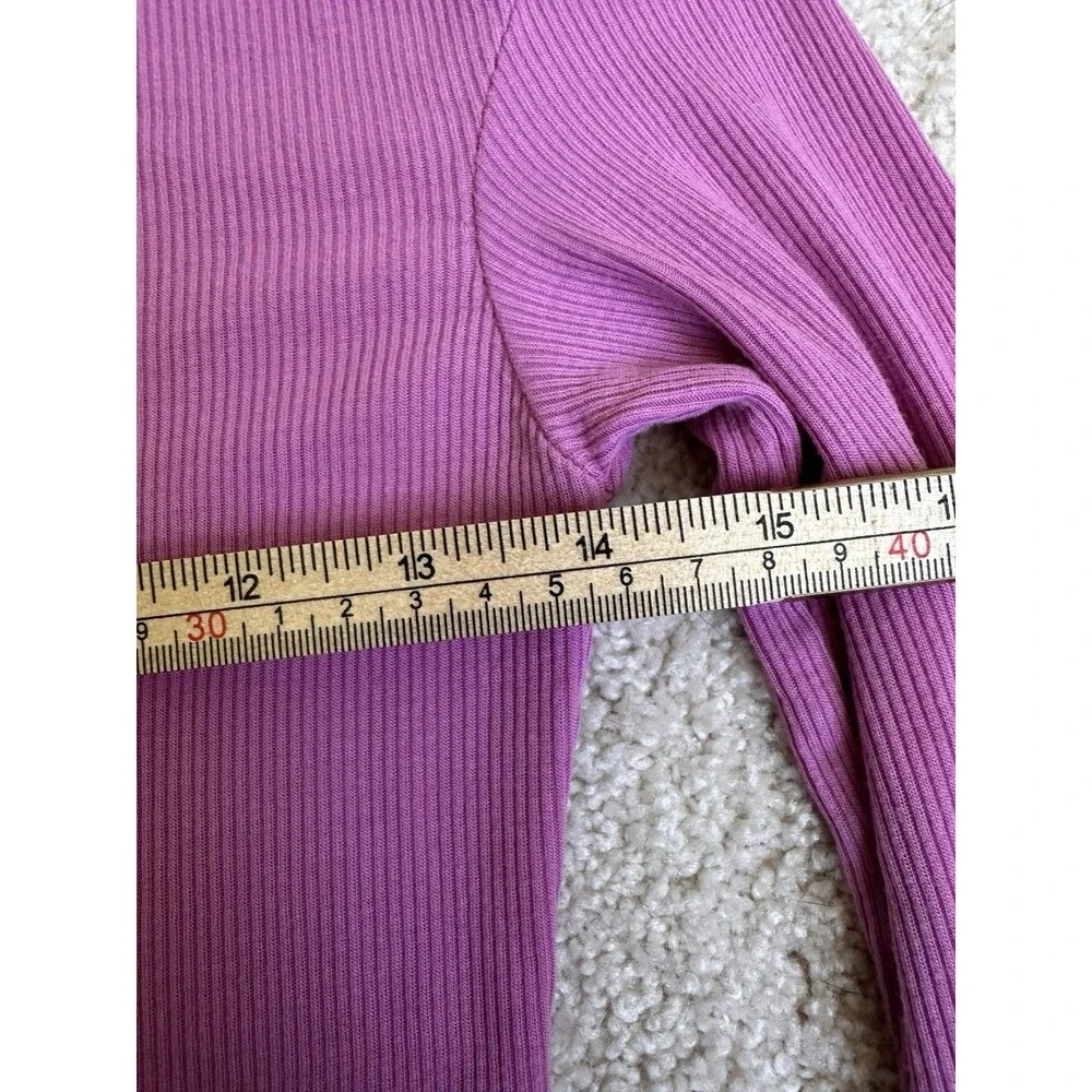 Vintage Moda International Lilac Ribbed Long Sleeve Boat Neck Top XS Tencel Y2K - Picture 9 of 10